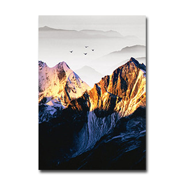 Snow-capped mountains paintings