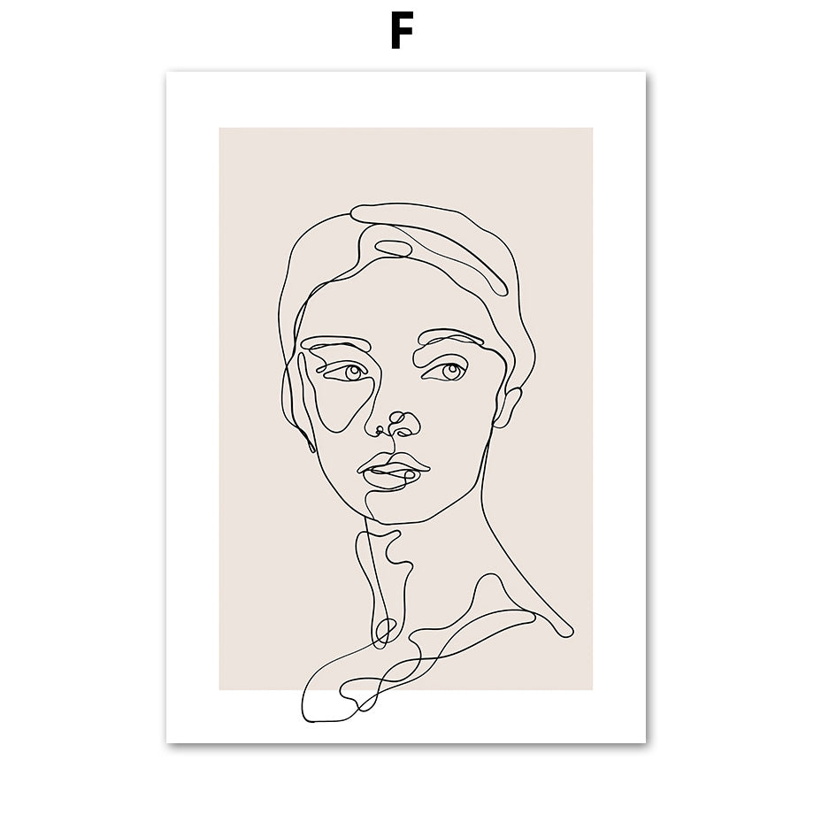 Abstract Line Female Wall Painting