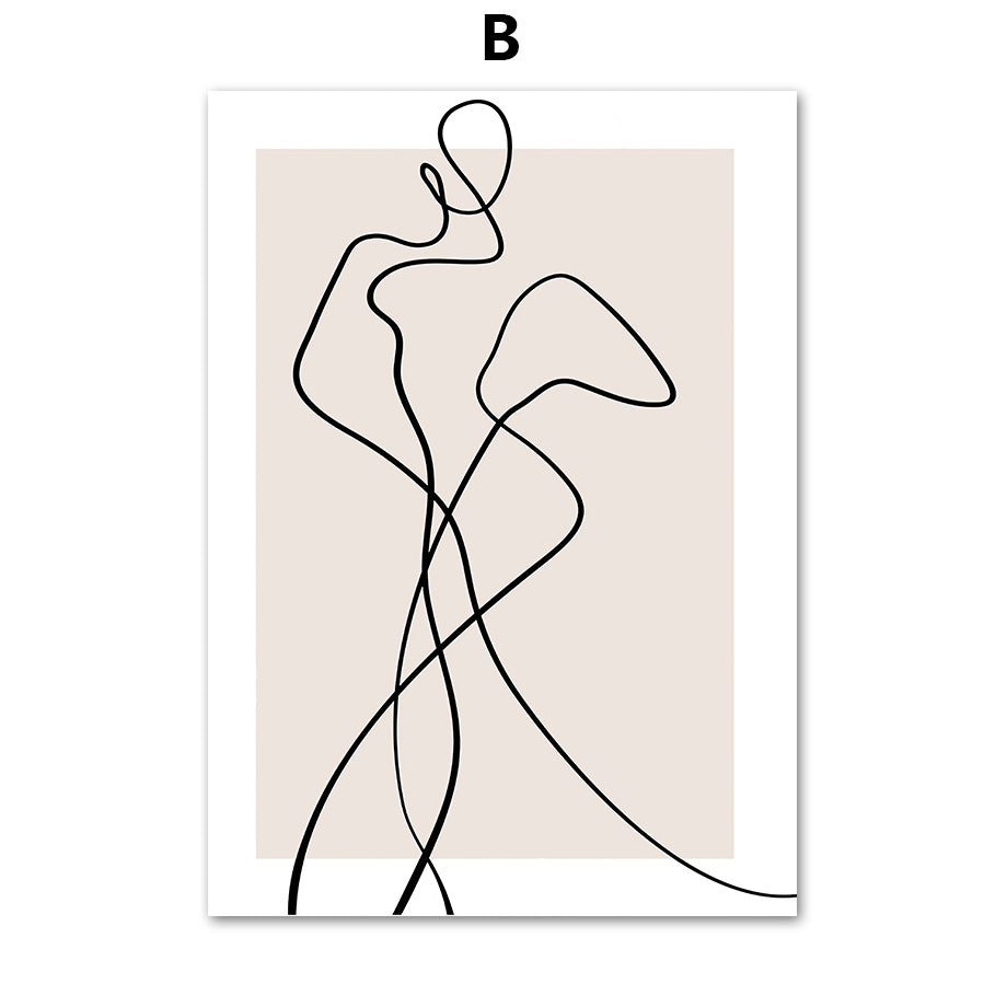 Abstract Line Female Wall Painting