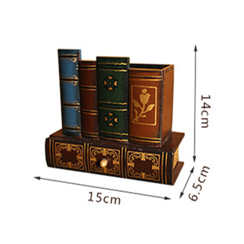 Wood Pen Holder Book Shape Desk Organizer