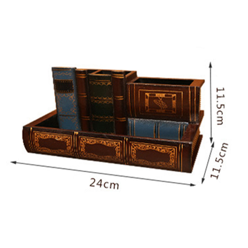 Wood Pen Holder Book Shape Desk Organizer