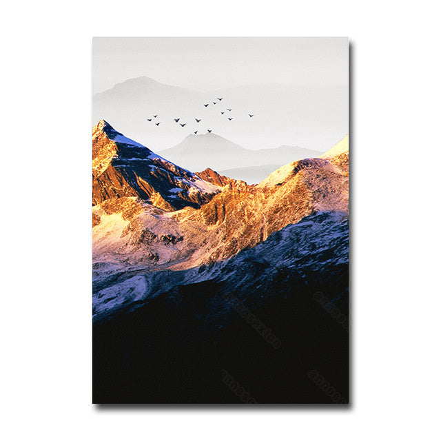 Snow-capped mountains paintings