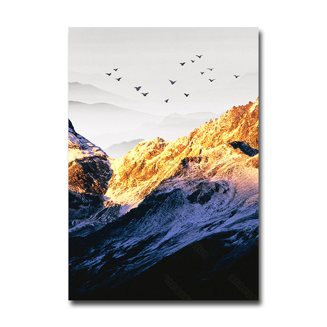 Snow-capped mountains paintings