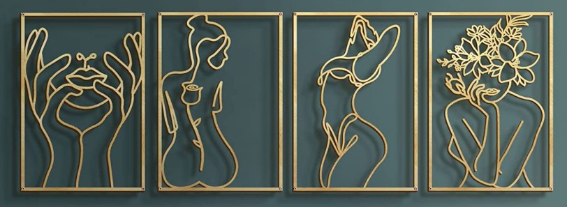 Metal Decoration Wall Silhouette Female