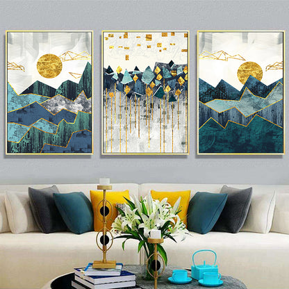 Abstract Geometric Mountain Landscape Wall Painting Poster