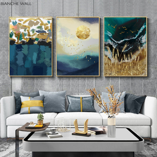 Wheat Field Sun Wave Abstract Paintings