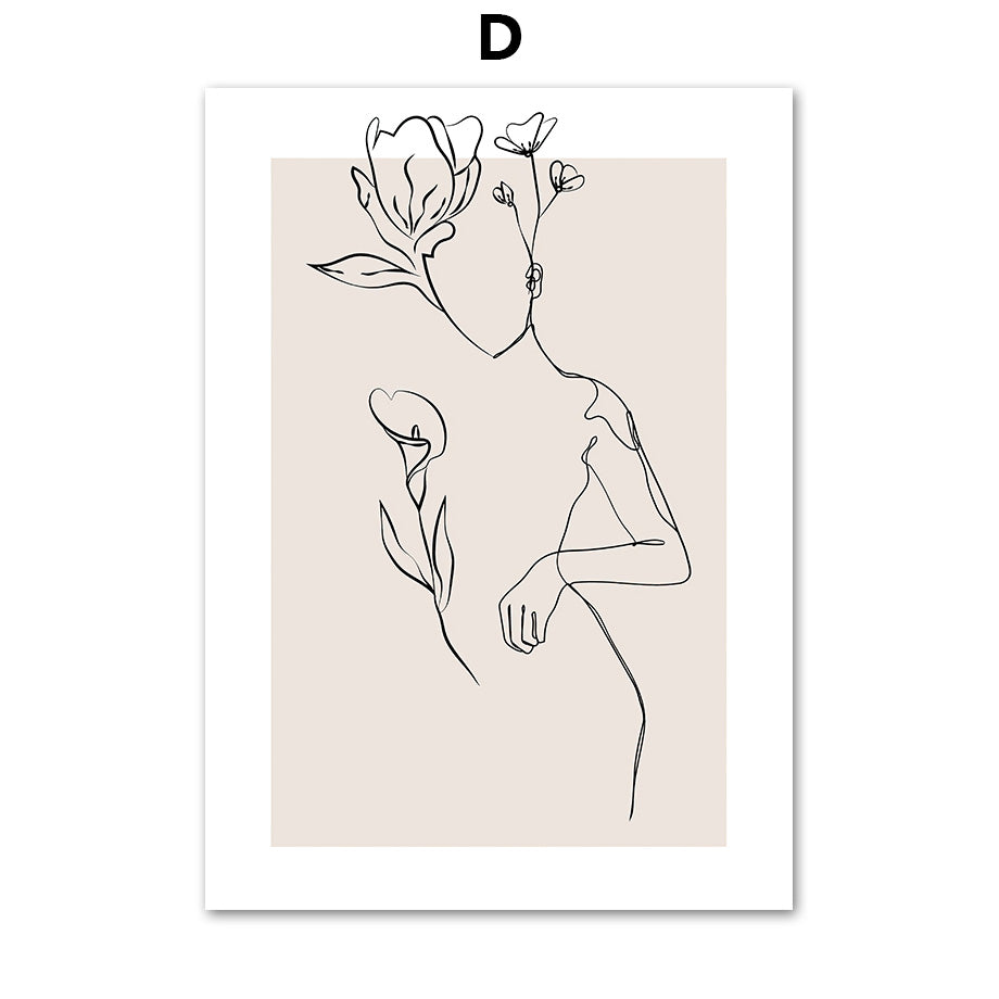 Abstract Line Female Wall  Painting