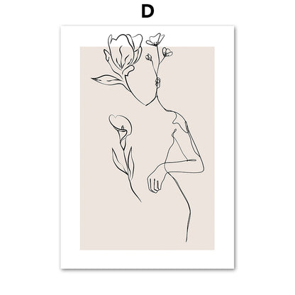Abstract Line Female Wall  Painting