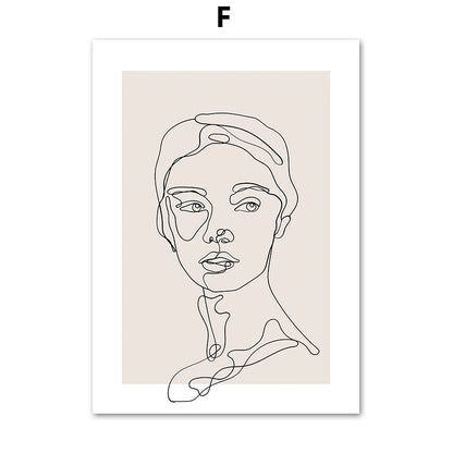 Abstract Line Female Wall  Painting