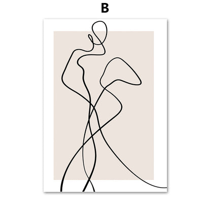 Abstract Line Female Wall  Painting