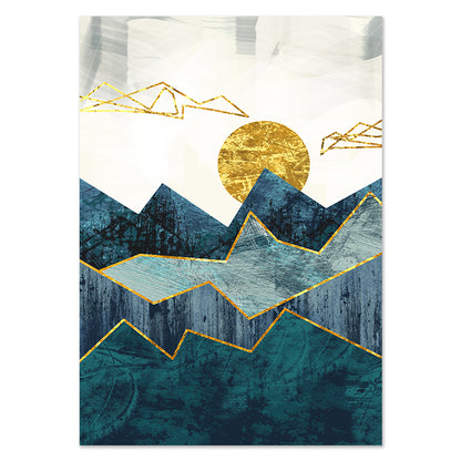 Abstract Geometric Mountain Landscape Wall Painting Poster