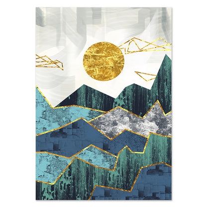 Abstract Geometric Mountain Landscape Wall Painting Poster