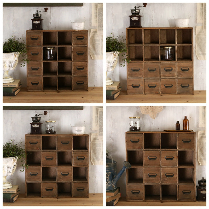Retro style wooden desk storage box