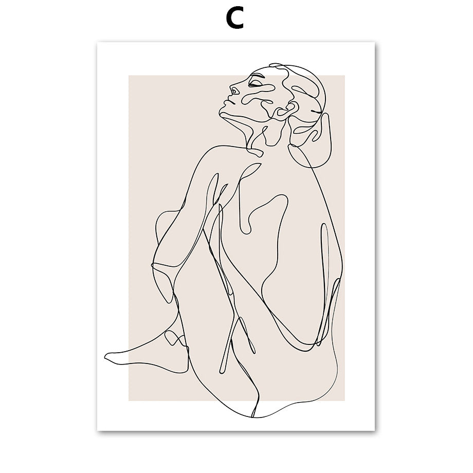Abstract Line Female Wall  Painting
