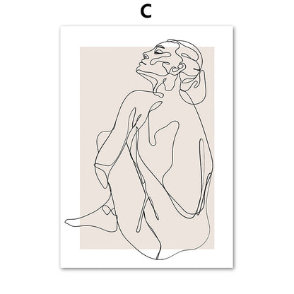 Abstract Line Female Wall  Painting