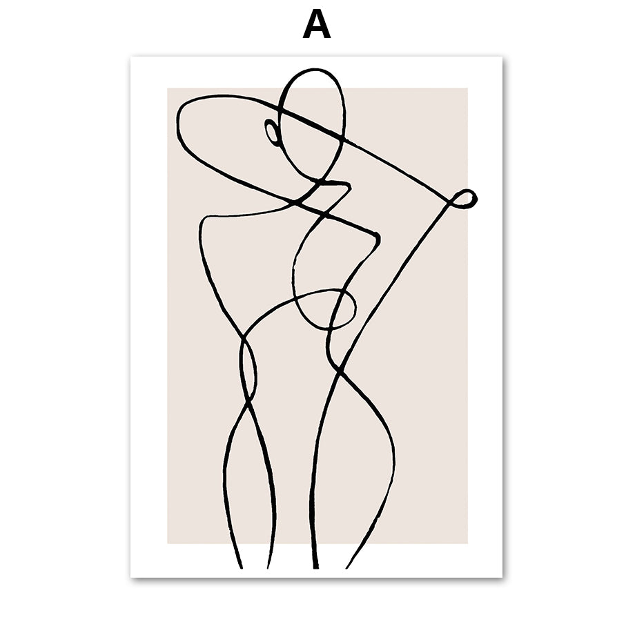 Abstract Line Female Wall  Painting