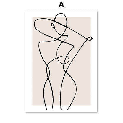 Abstract Line Female Wall  Painting