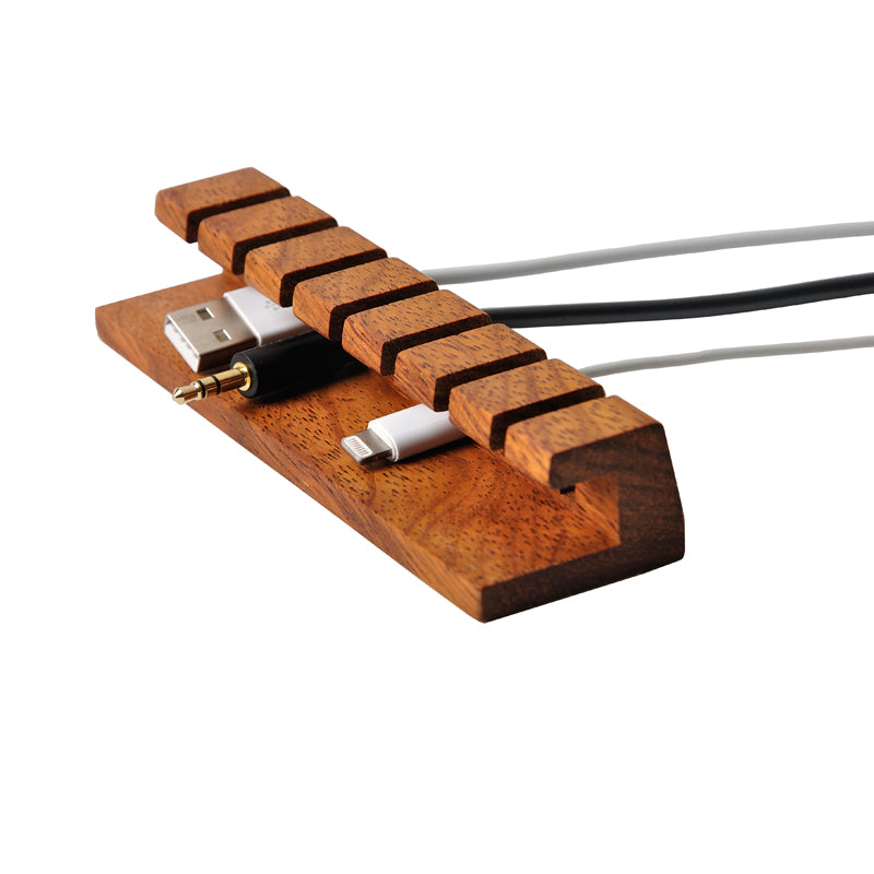 Desktop Wire Storage Box Solid Wood Organizer