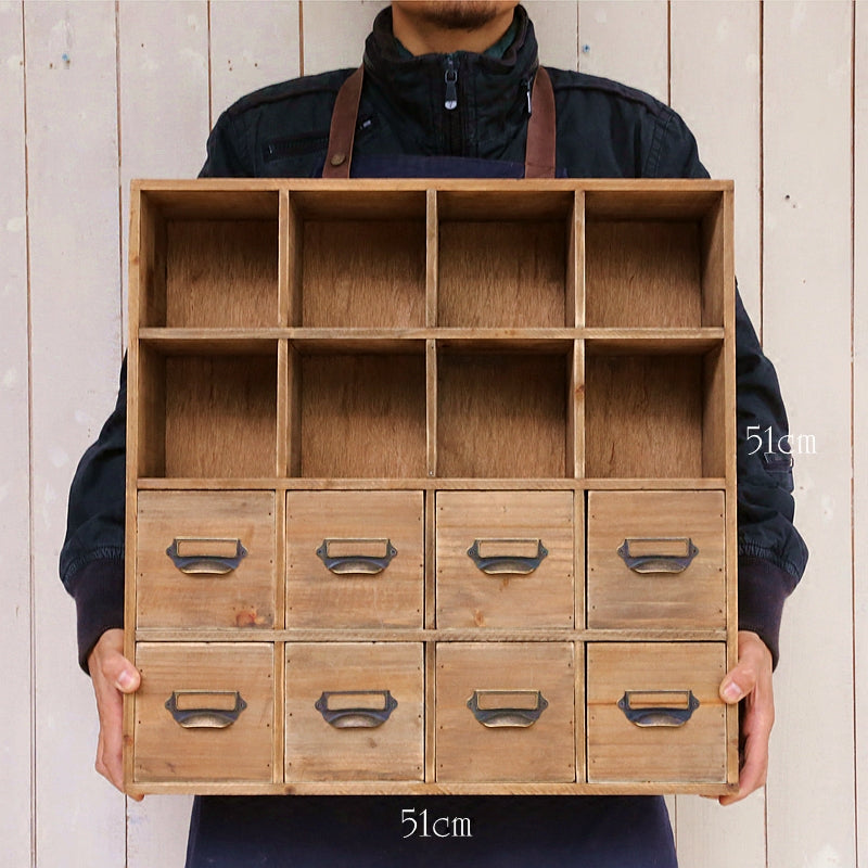 Retro style wooden desk storage box