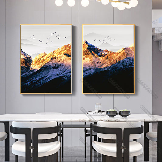 Snow-capped mountains paintings