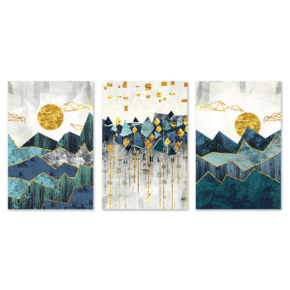 Abstract Geometric Mountain Landscape Wall Painting Poster