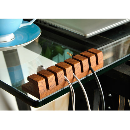 Desktop Wire Storage Box Solid Wood Organizer